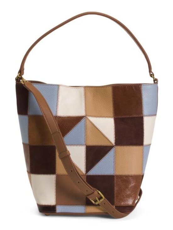 Lucky Brand Handbags - LUCKY BRAND Leather Alli Patchwork Bucket Bag